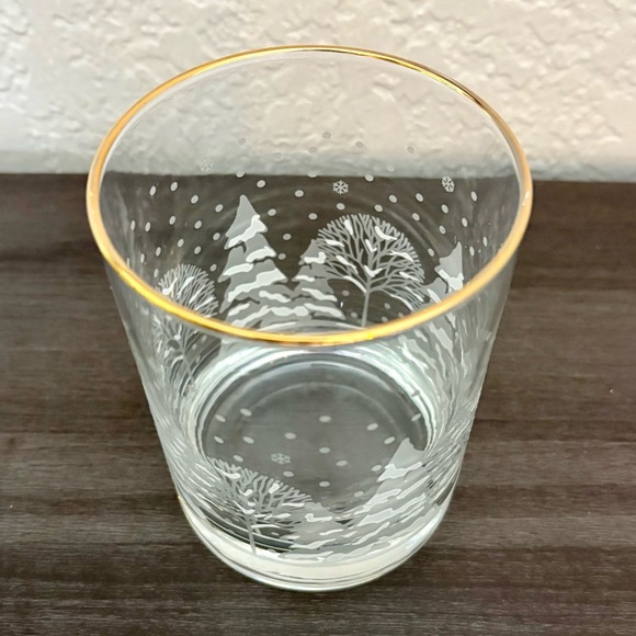 Vintage Pair of Frosted & Ice Textured Pine Tree Double Old Fashion Glasses